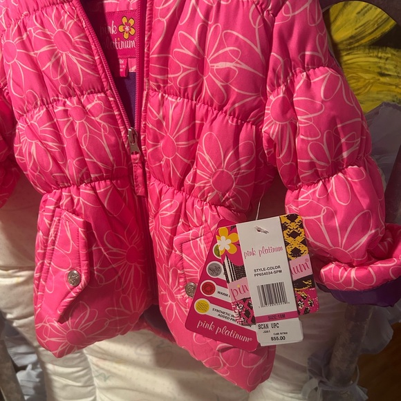 Pink Platinum Kids Pink Floral Puffer Jacket 18m NWT - Picture 4 of 7